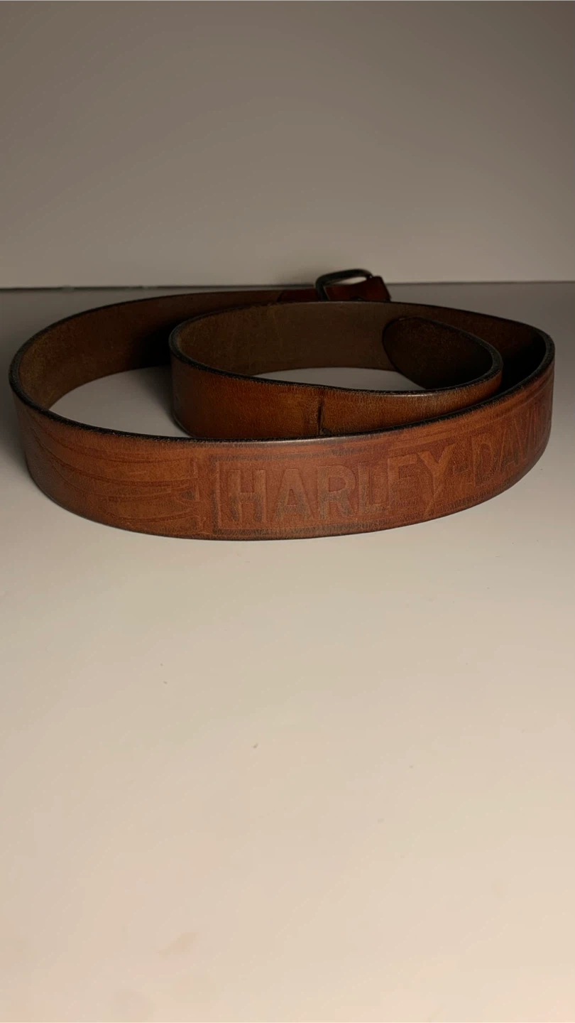Vintage Authentic Harley Davidson Brown Leather Belt - photo 2
