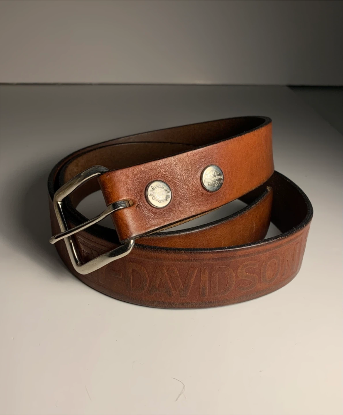 Vintage Authentic Harley Davidson Brown Leather Belt