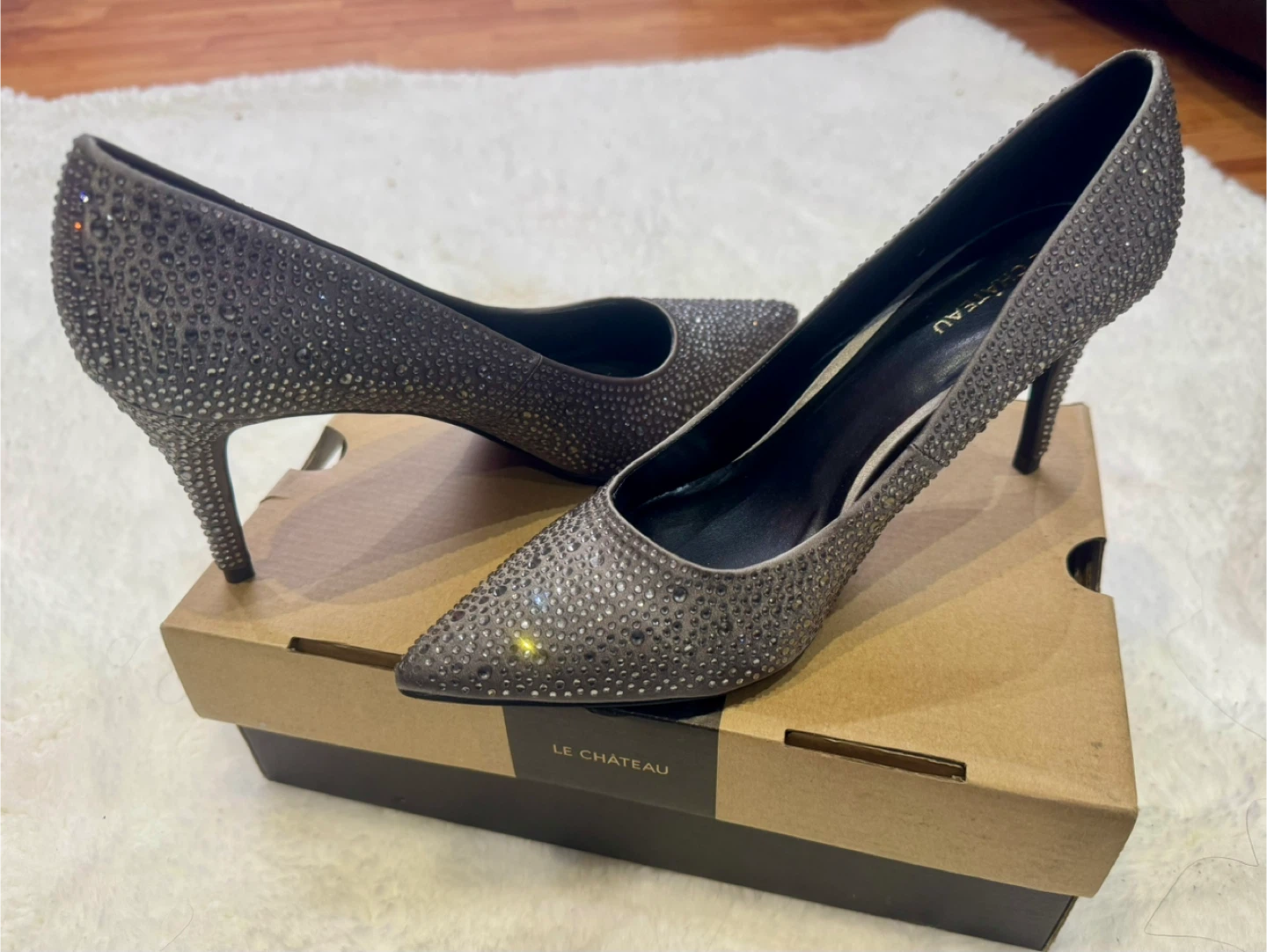 Le Chateau Pewter Heels - Size 9