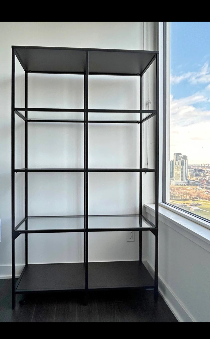 IKEA Shelf Unit - Dark Brown/Glass