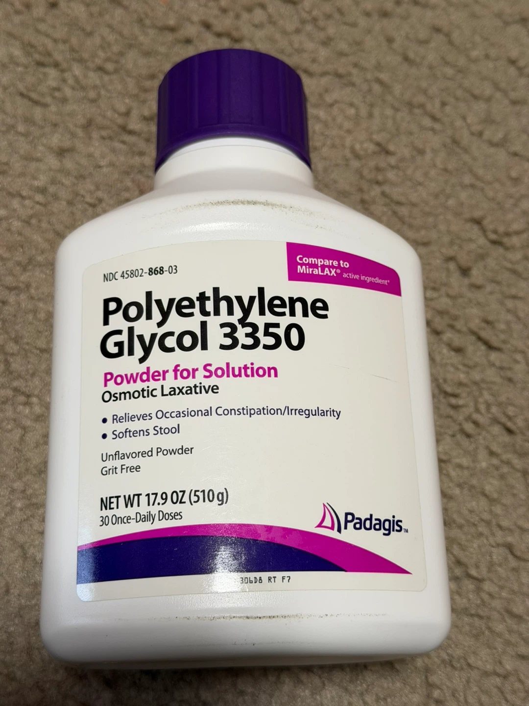 Padagis Polyethylene Glycol 3350 Powder 17.9 oz
