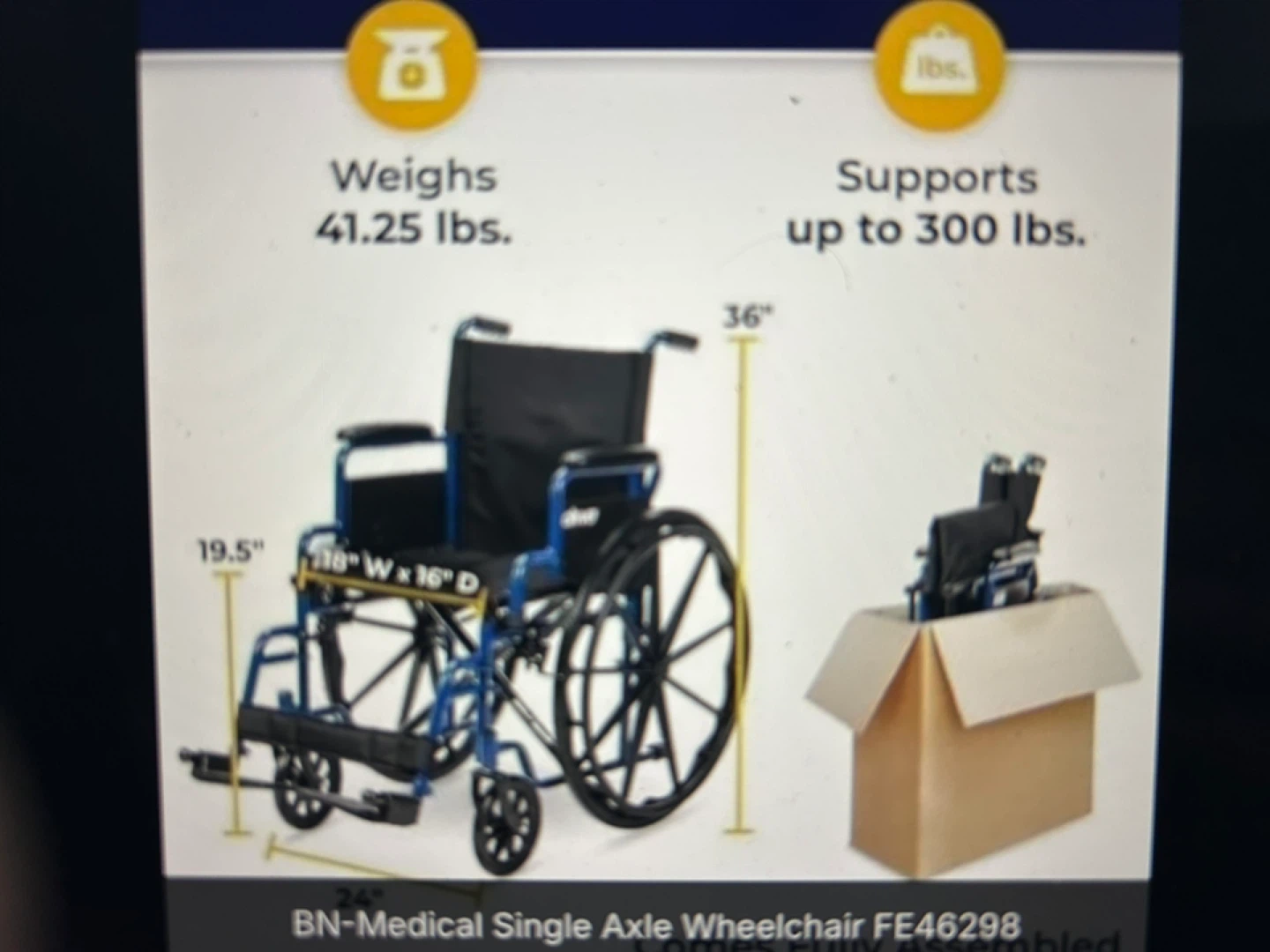 Drive Medical Blue Wheelchair FE46298 - New in Box! - photo 2