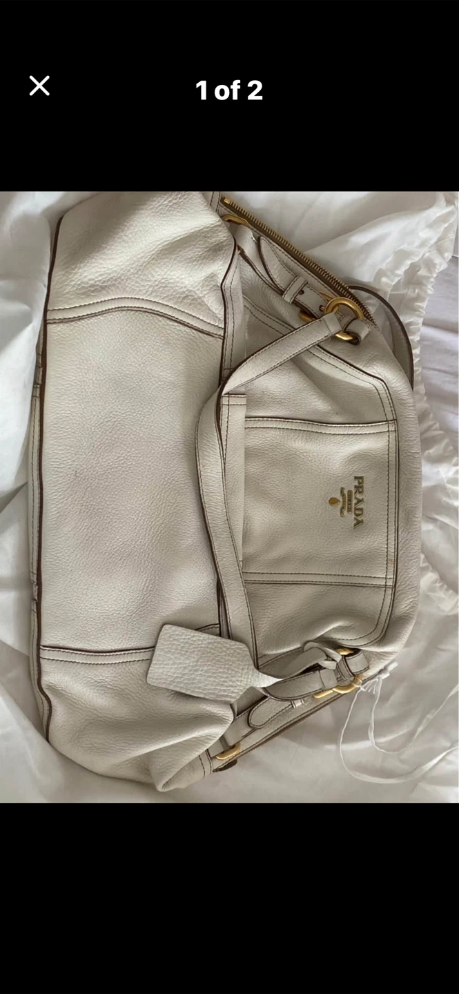 🤍Prada Cream Leather Handbag