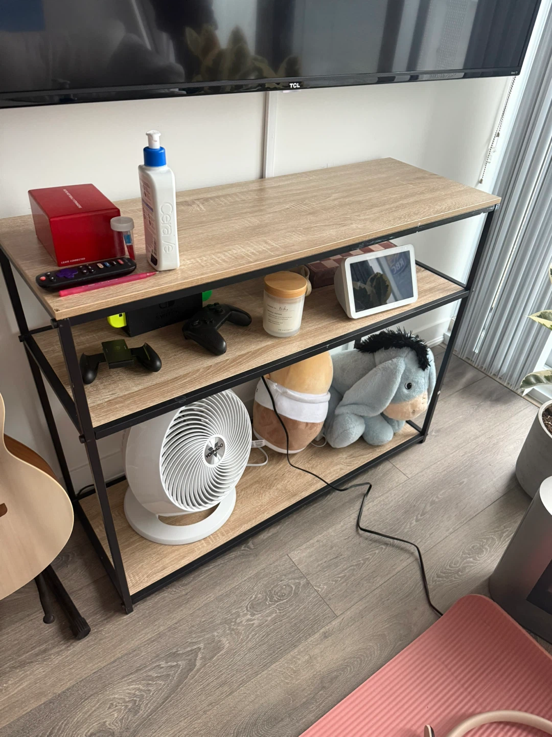 wood and mental book shelf / TV stand - photo 3