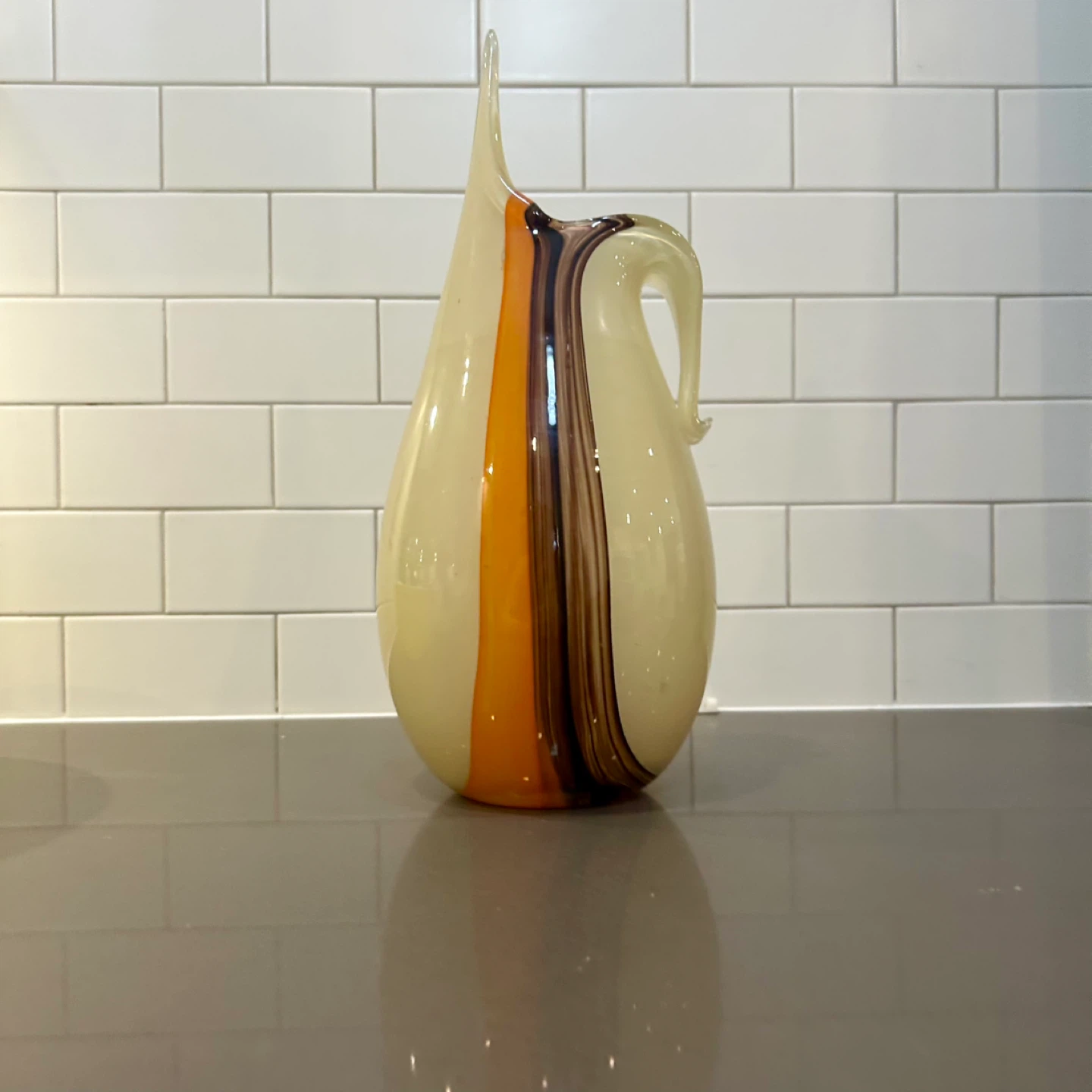 Murano Glass Pitcher Vase Hand-Blown Venetian Glass 1950s–60s