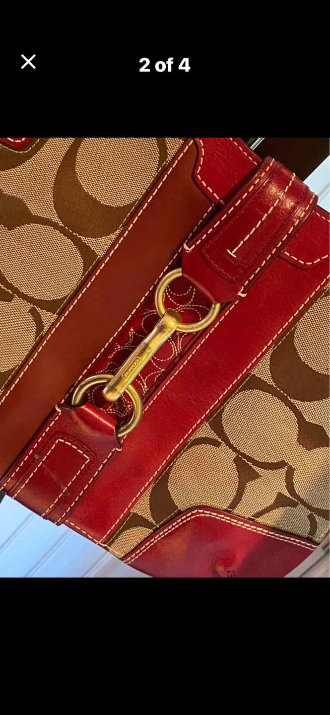❤️Coach Red & Brown Signature Shoulder Bag - photo 3