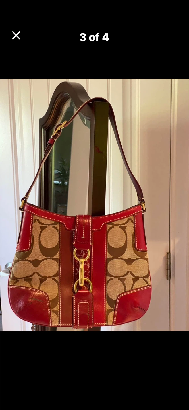 ❤️Coach Red & Brown Signature Shoulder Bag - photo 2