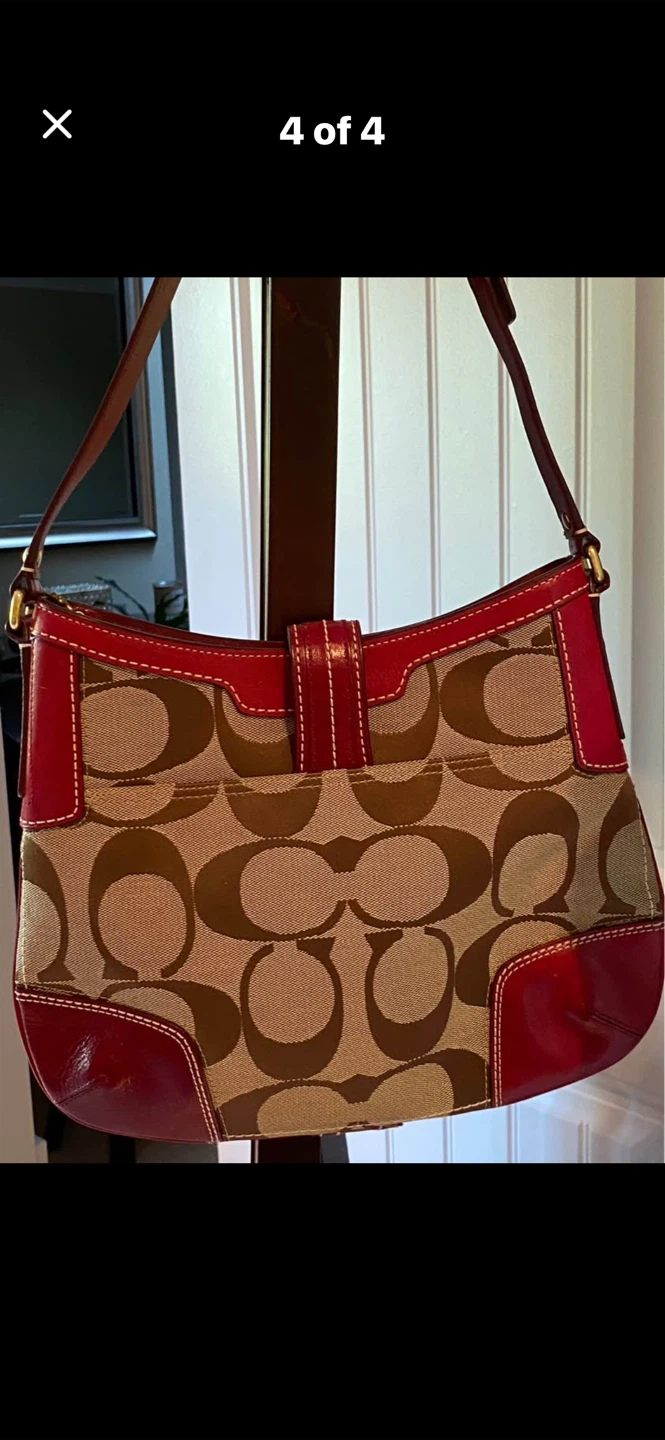 ❤️Coach Red & Brown Signature Shoulder Bag - photo 4