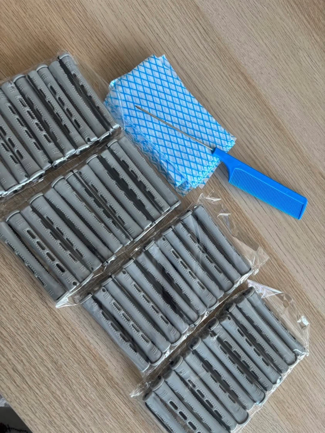 Hair Perm Set - Rods, Tail Comb, End Paper