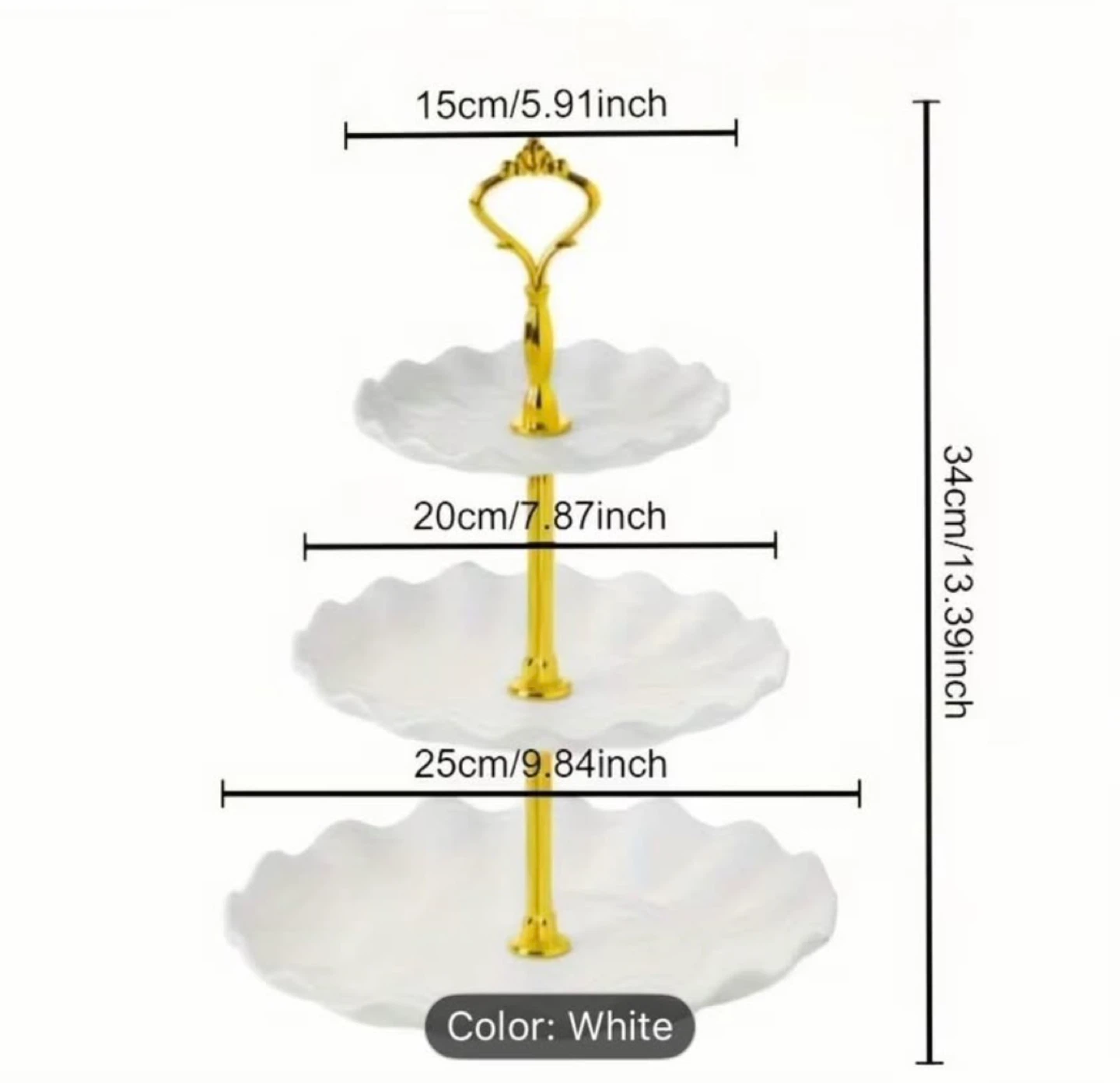 3-Tier White Dessert Stand Tower