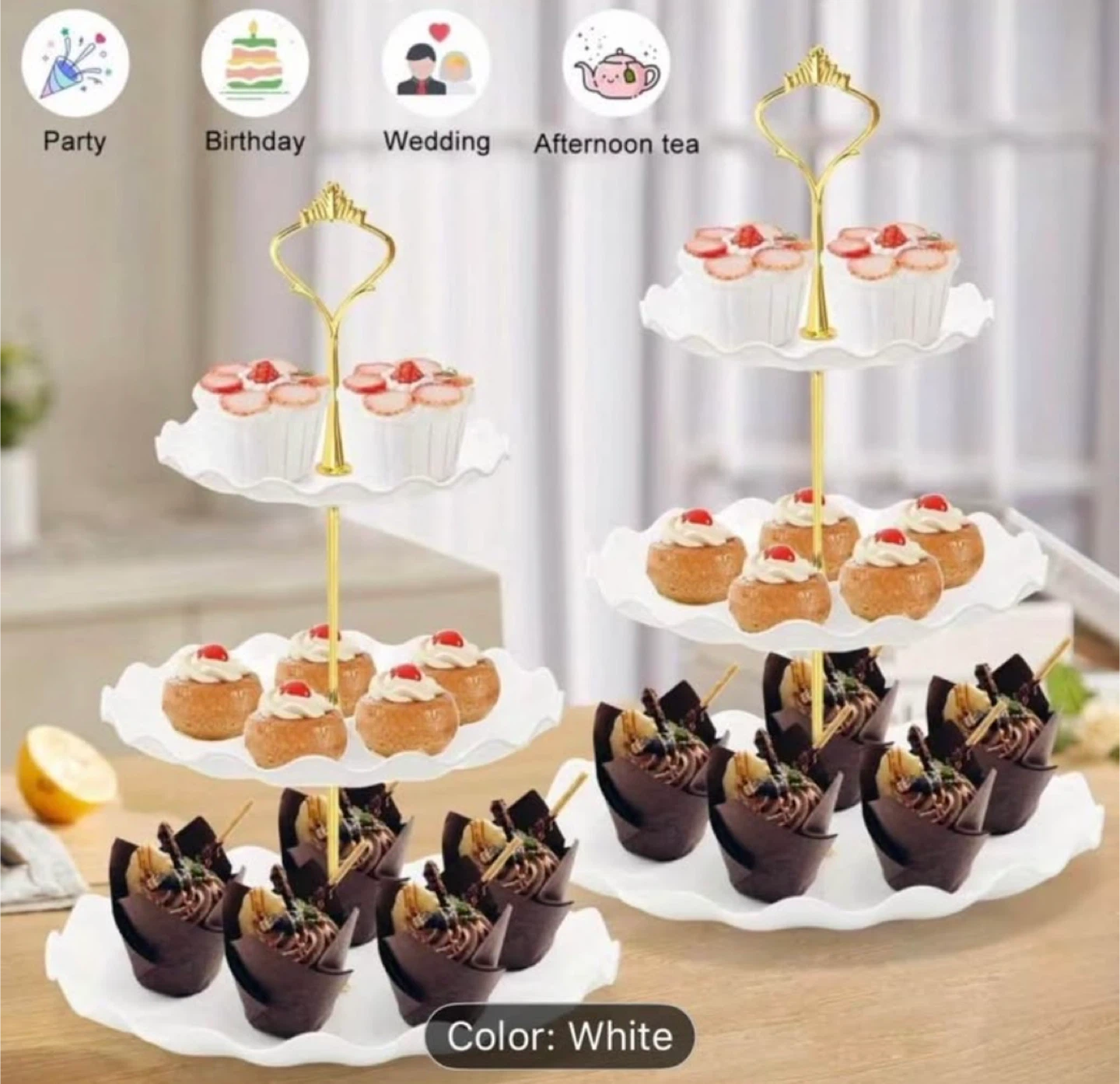 3-Tier White Dessert Stand Tower - photo 3