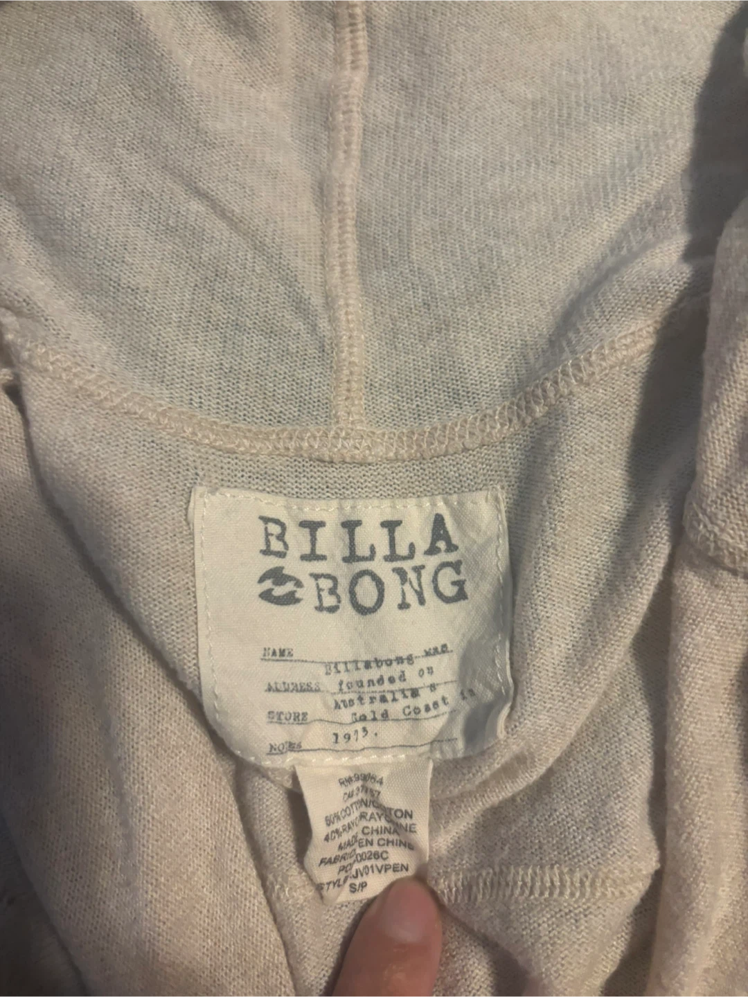 Billabong Beige Hoodie - Size Small - photo 2