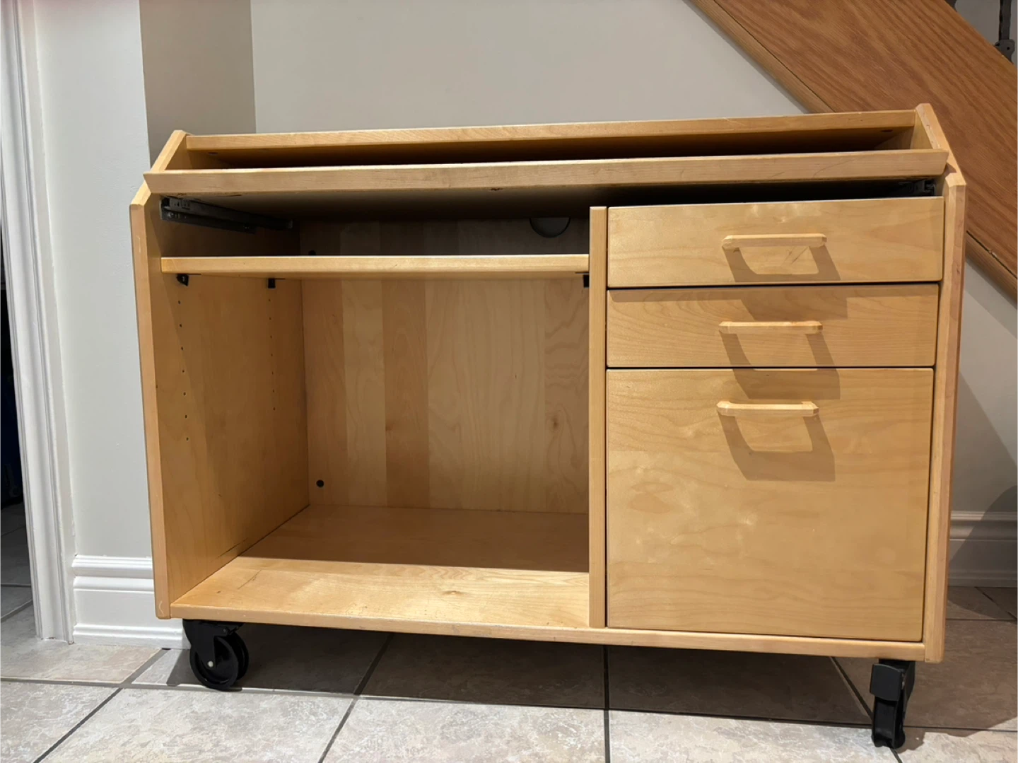 Wood Desk with Drawers
