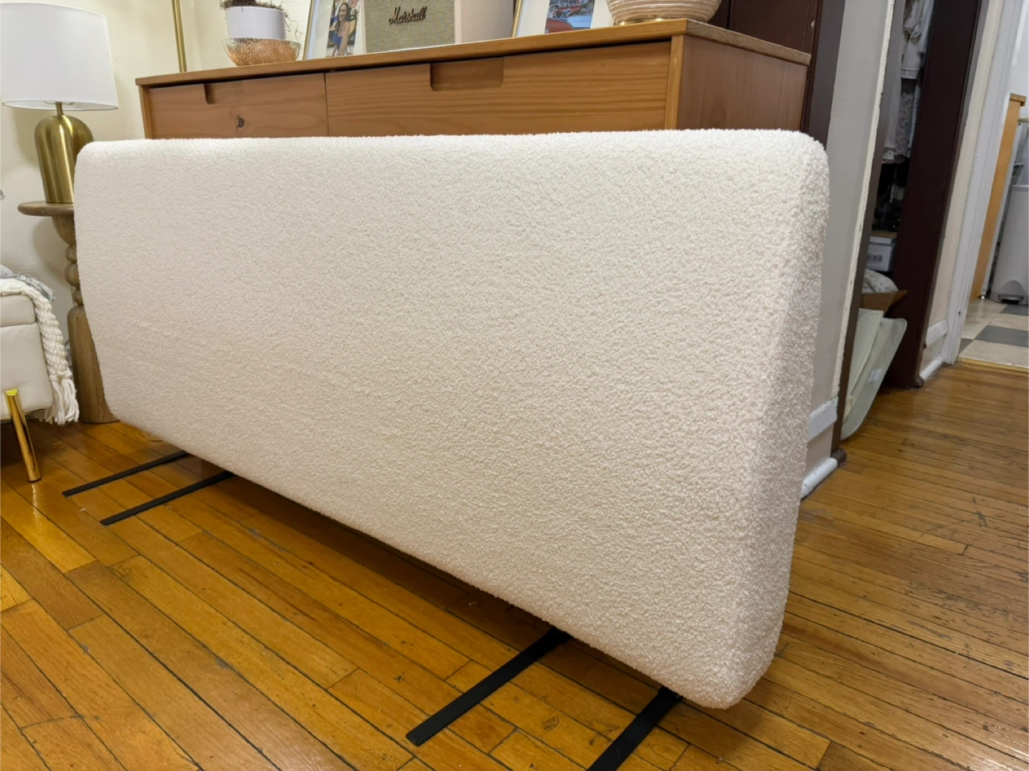 Boucle Headboard Queen Size Bed