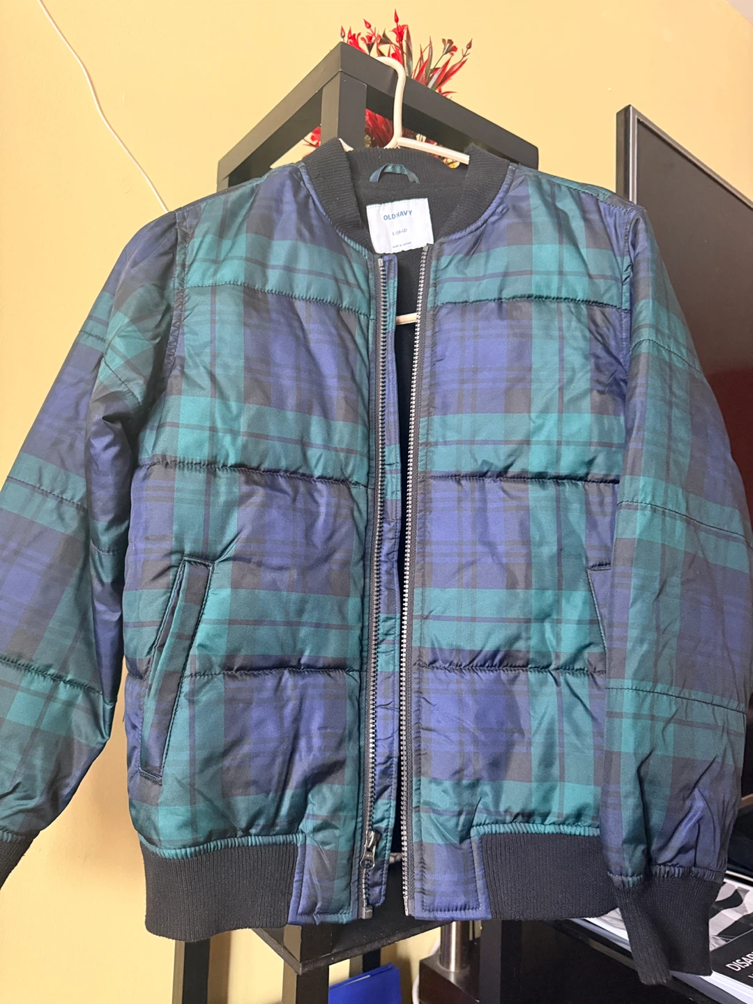 Old Navy Plaid Puffer Jacket - Size L (10-12)