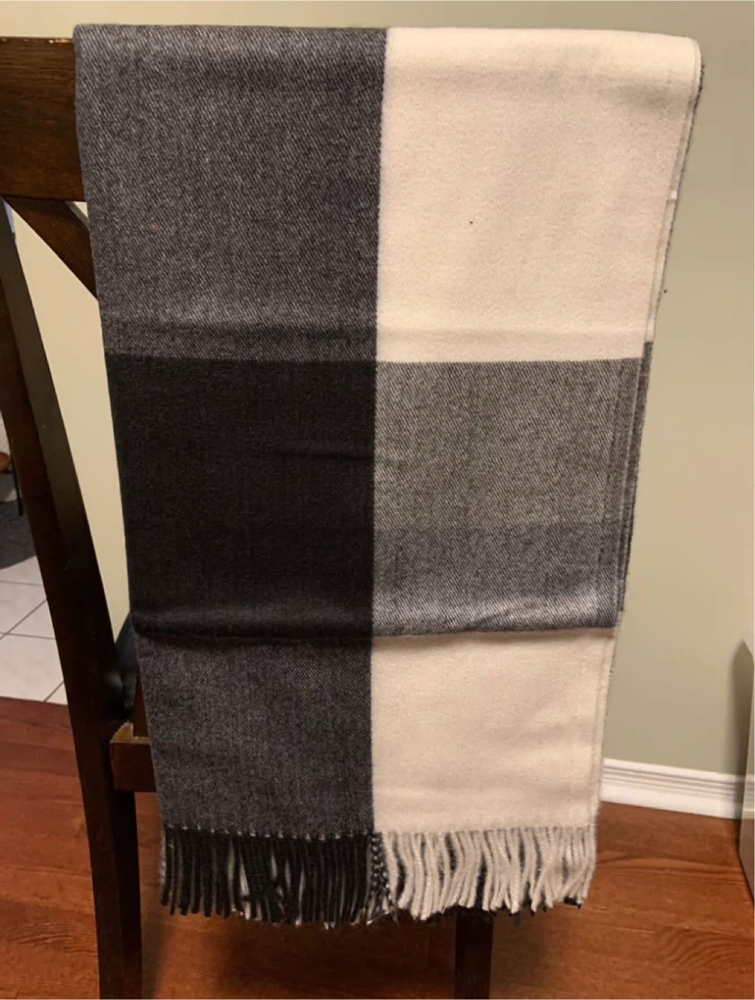Thick, Black White and Grey Plaid Scarf - photo 3