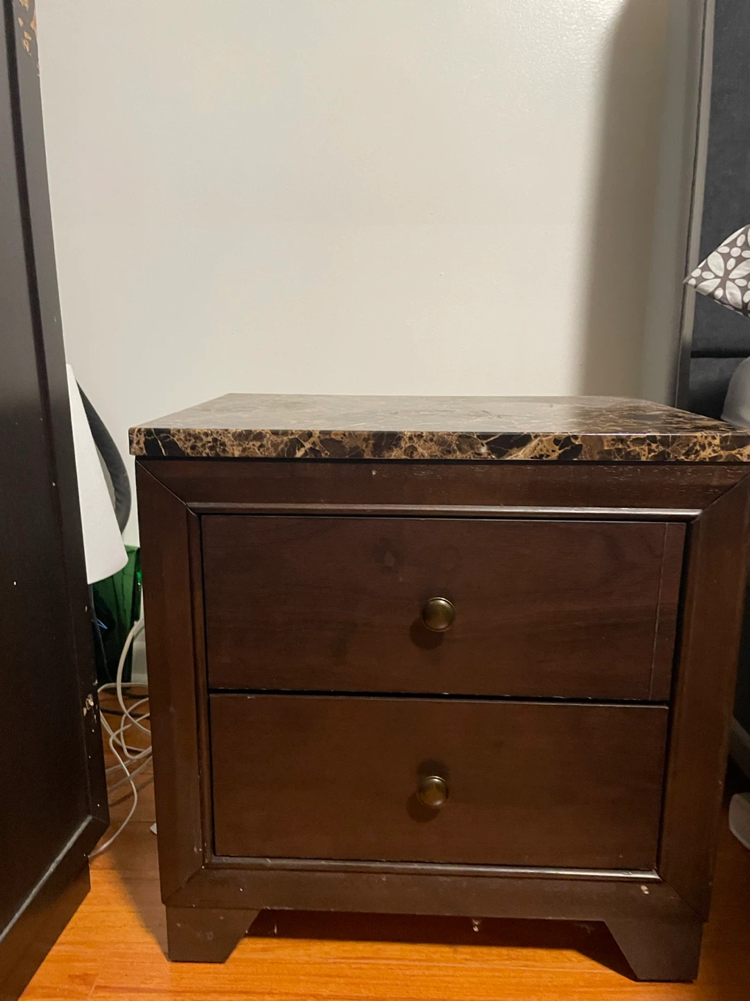 2 Brown Marble Top Nightstand