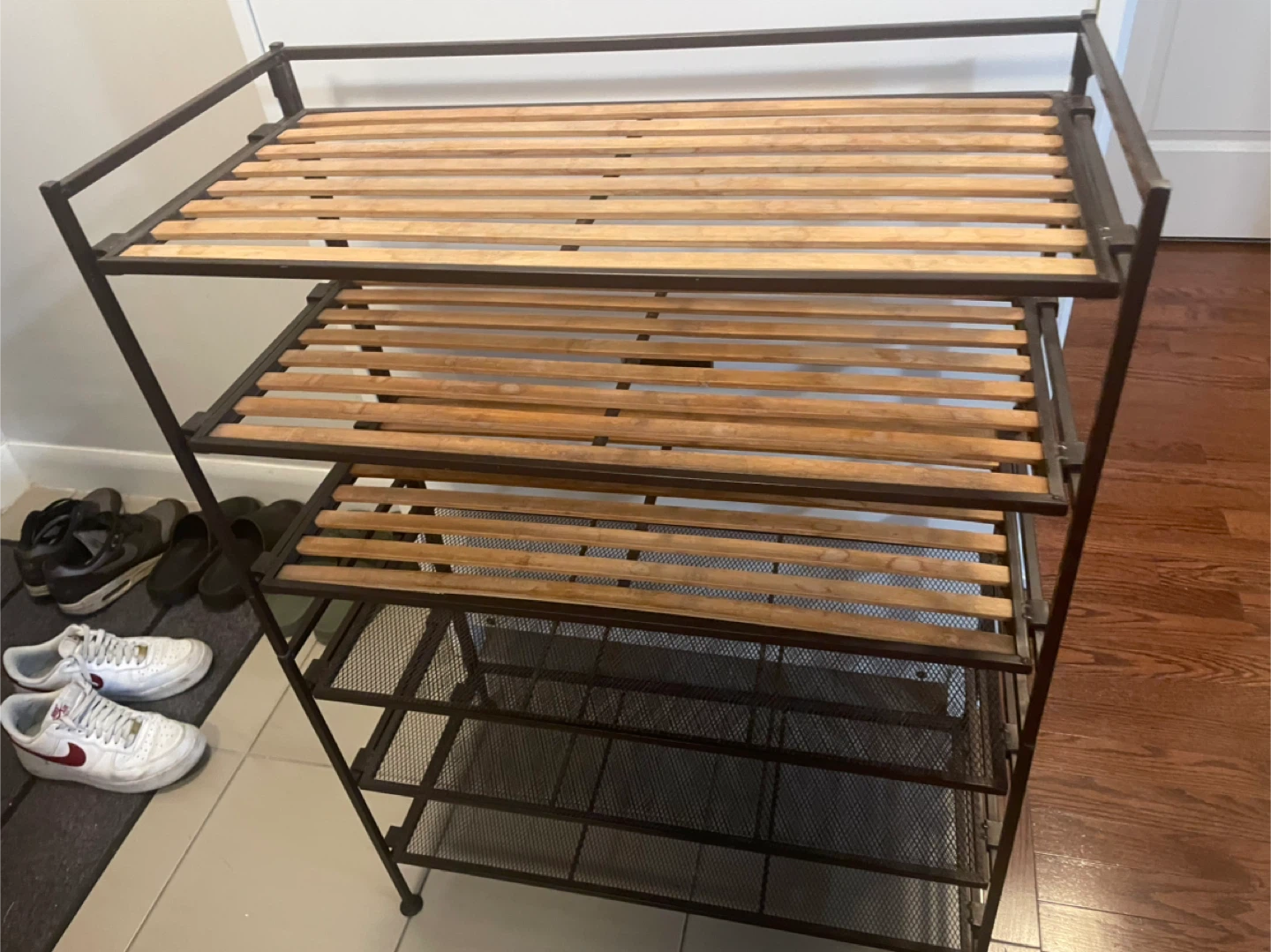 Metal & Wood Shoe Rack