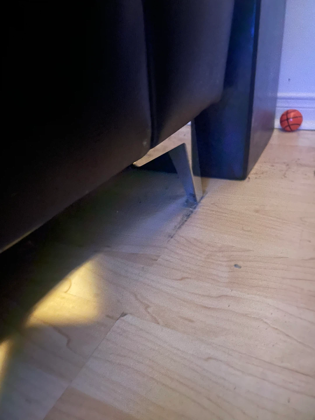 Black Leather Sofa with a silver leg.!! Moving sale!! - photo 2