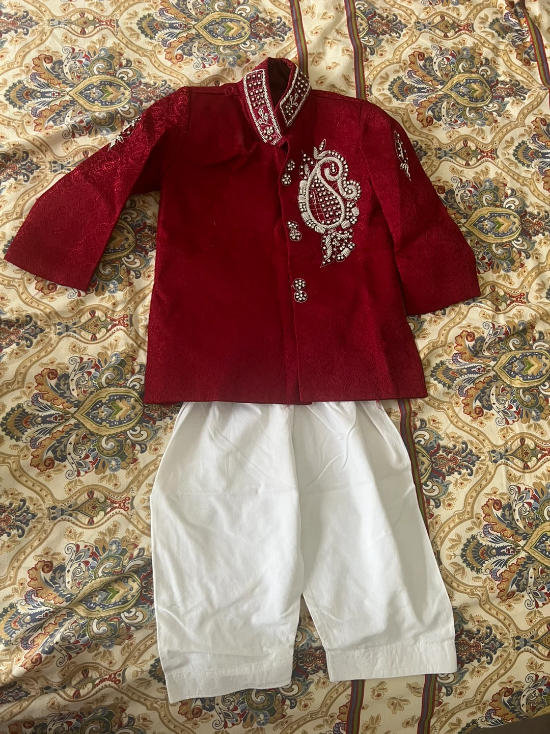 Kids' Red Sherwani Set - photo 2