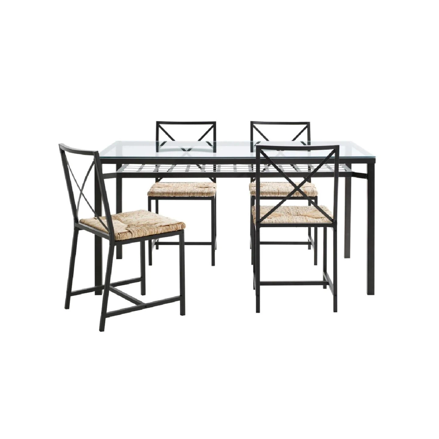 Black Metal Frame Dining Chairs with Cushions