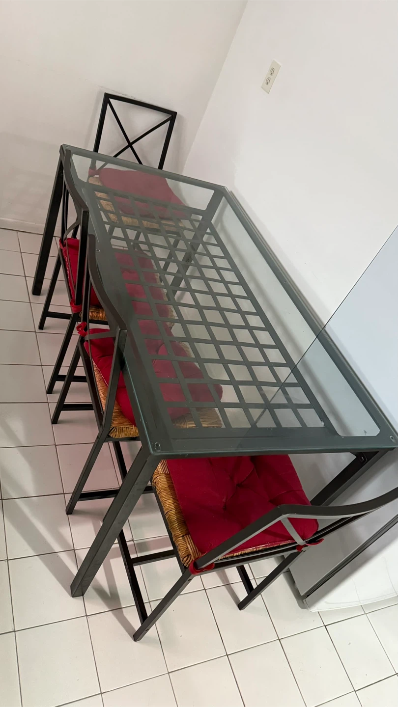 Black Metal Frame Dining Chairs with Cushions - photo 4
