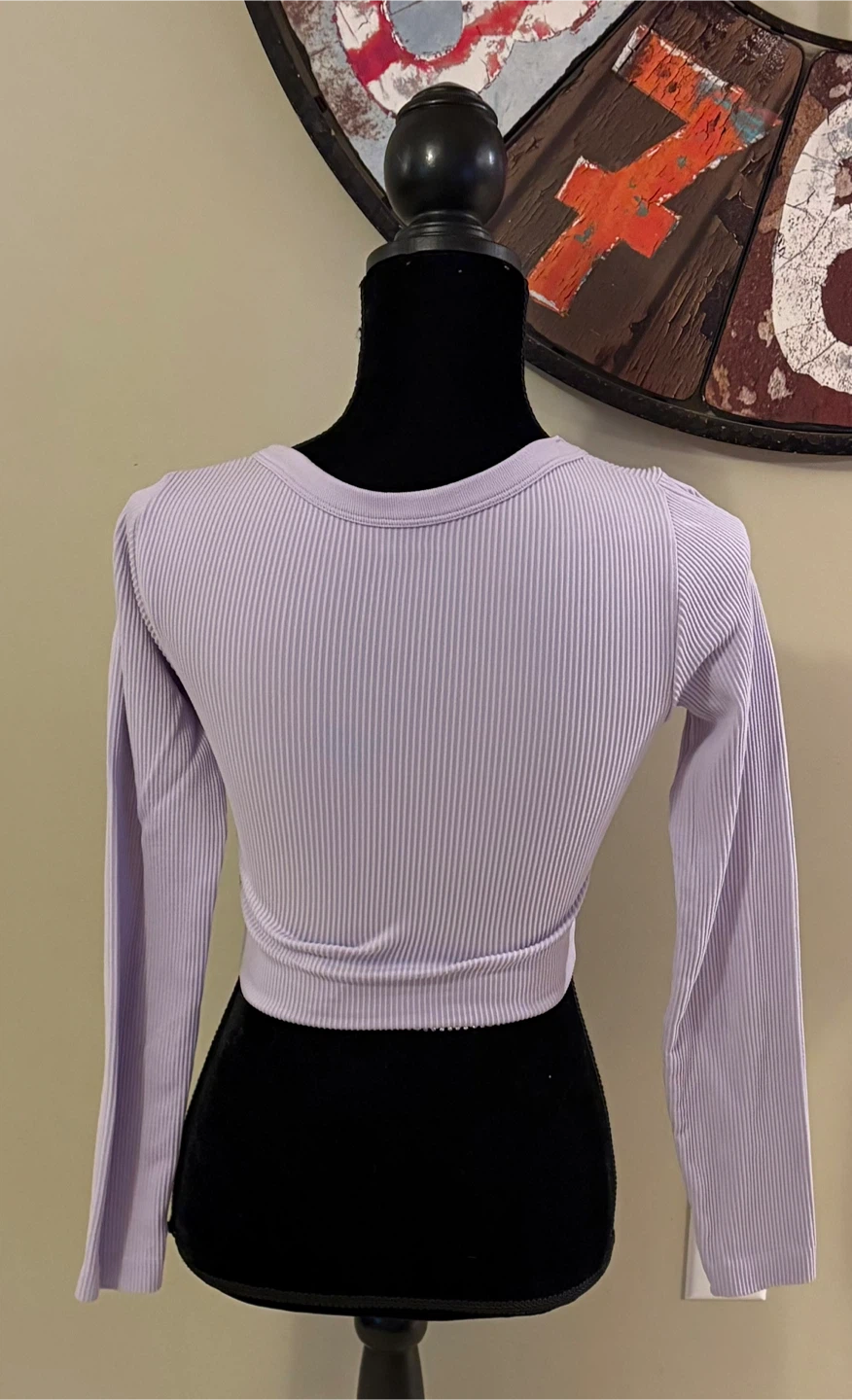 ✨✨Lilac Ribbed Long Sleeve Crop Top - photo 3