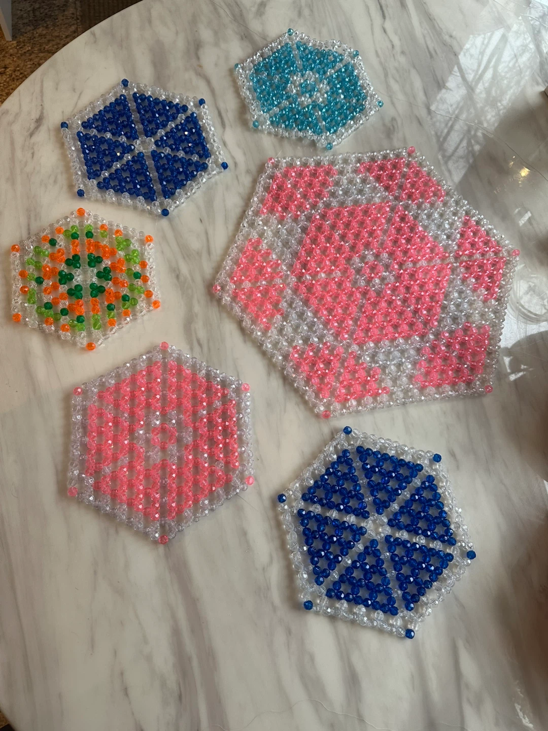 Handmade Beaded Coasters - Set of 6