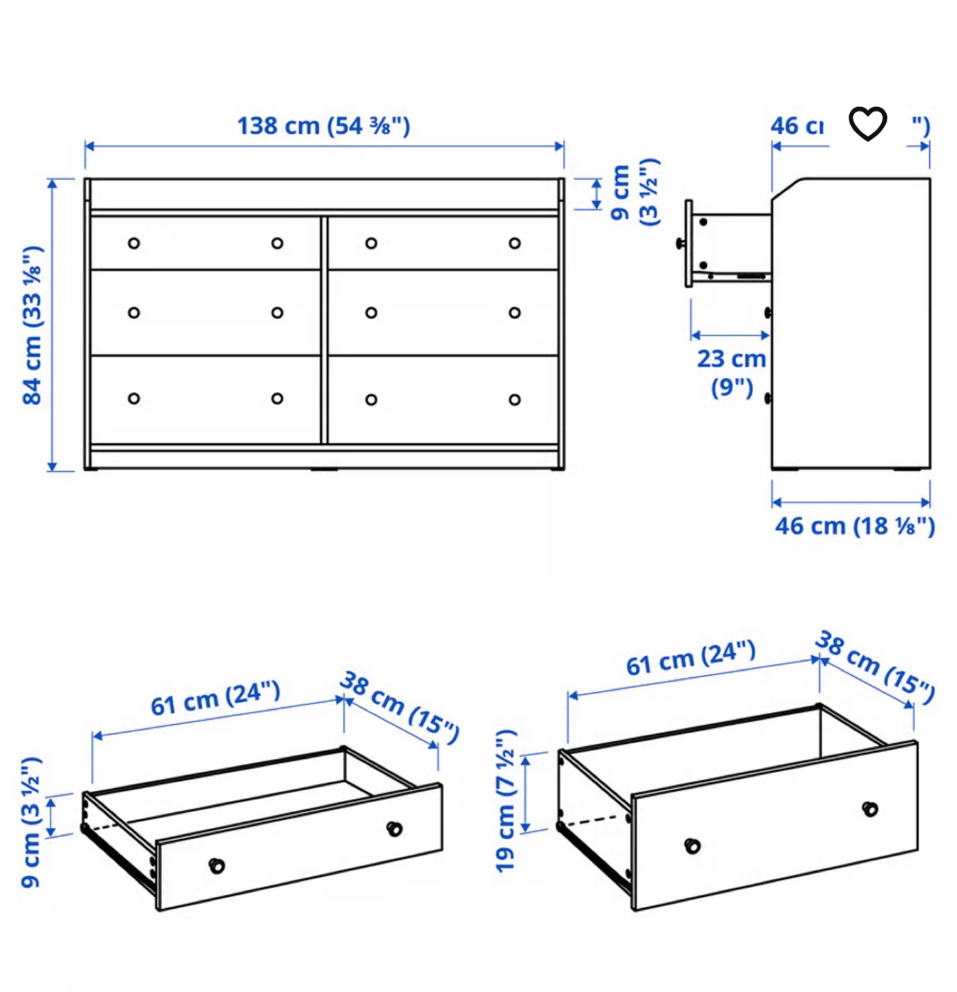 IKEA HAUGA 6-drawer Dresser & Nightstand - photo 5