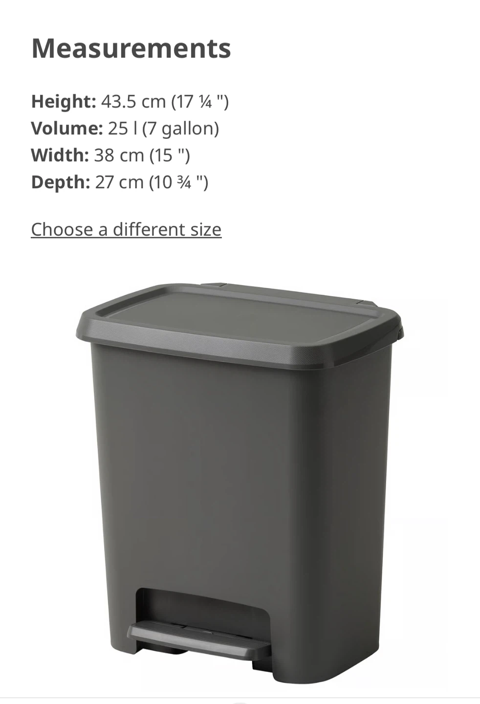 IKEA KNÖCKLA Trash Garbage Bin, 25L (7 Gallon) - photo 4
