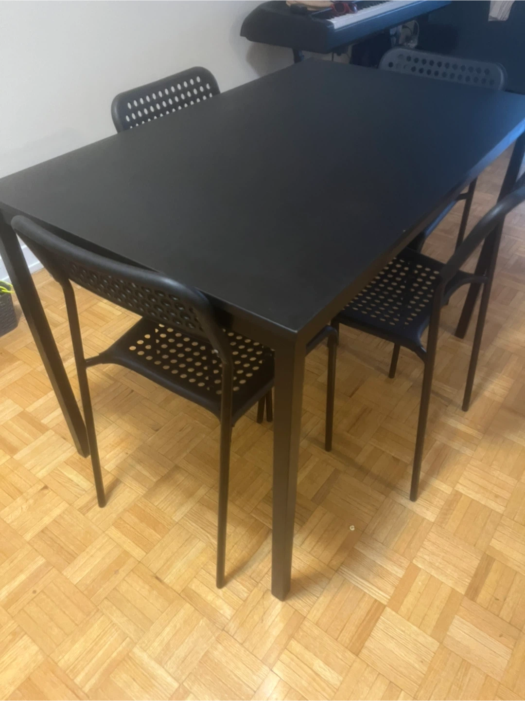 Ikea Black Dining Table with 4 Chairs