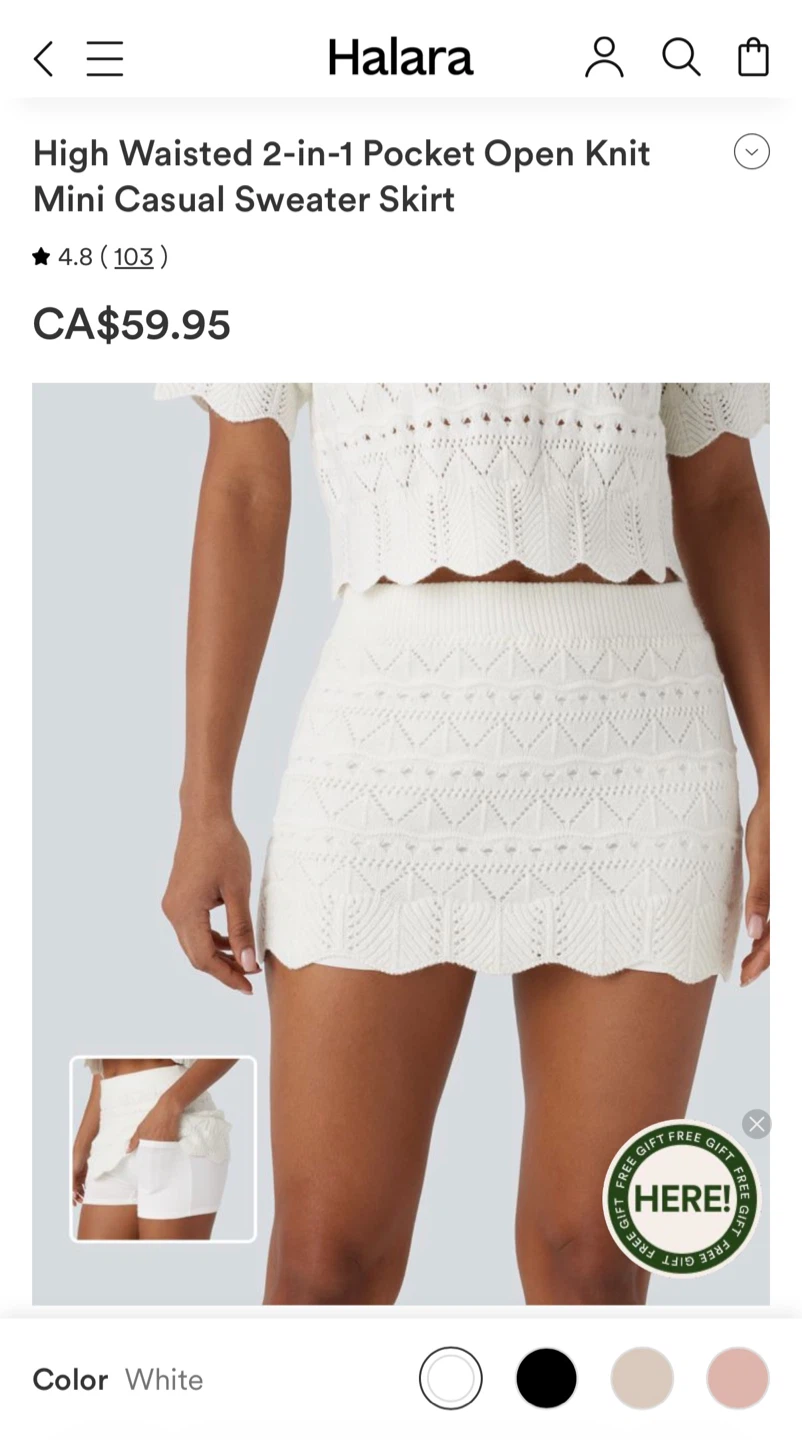 Halara Knit Sweater & Skirt Set - White - photo 2