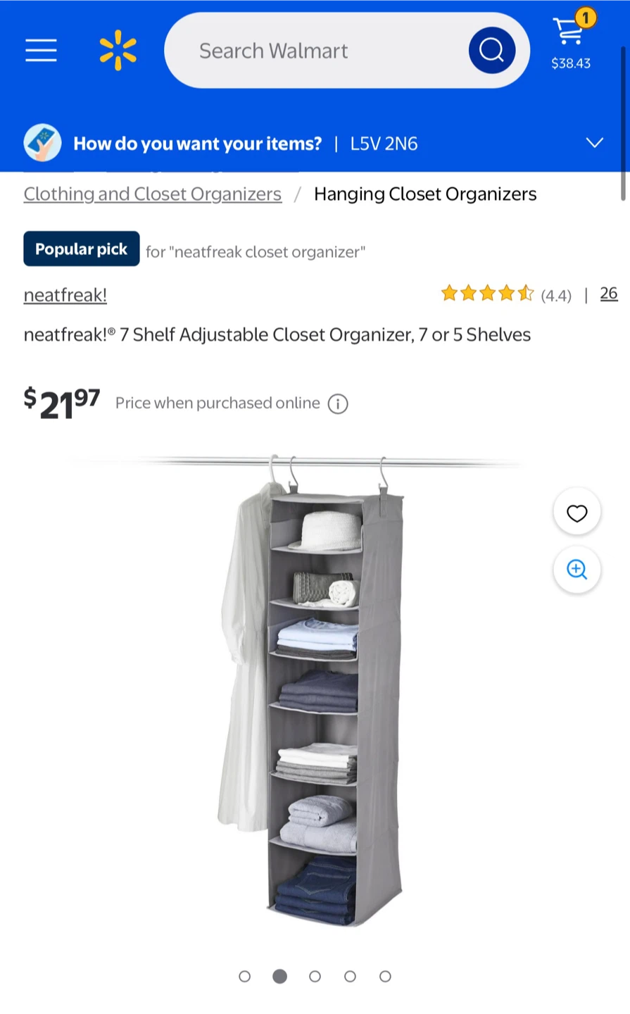 Two Neatfreak! 7 Shelf Adjustable Closet Organizer