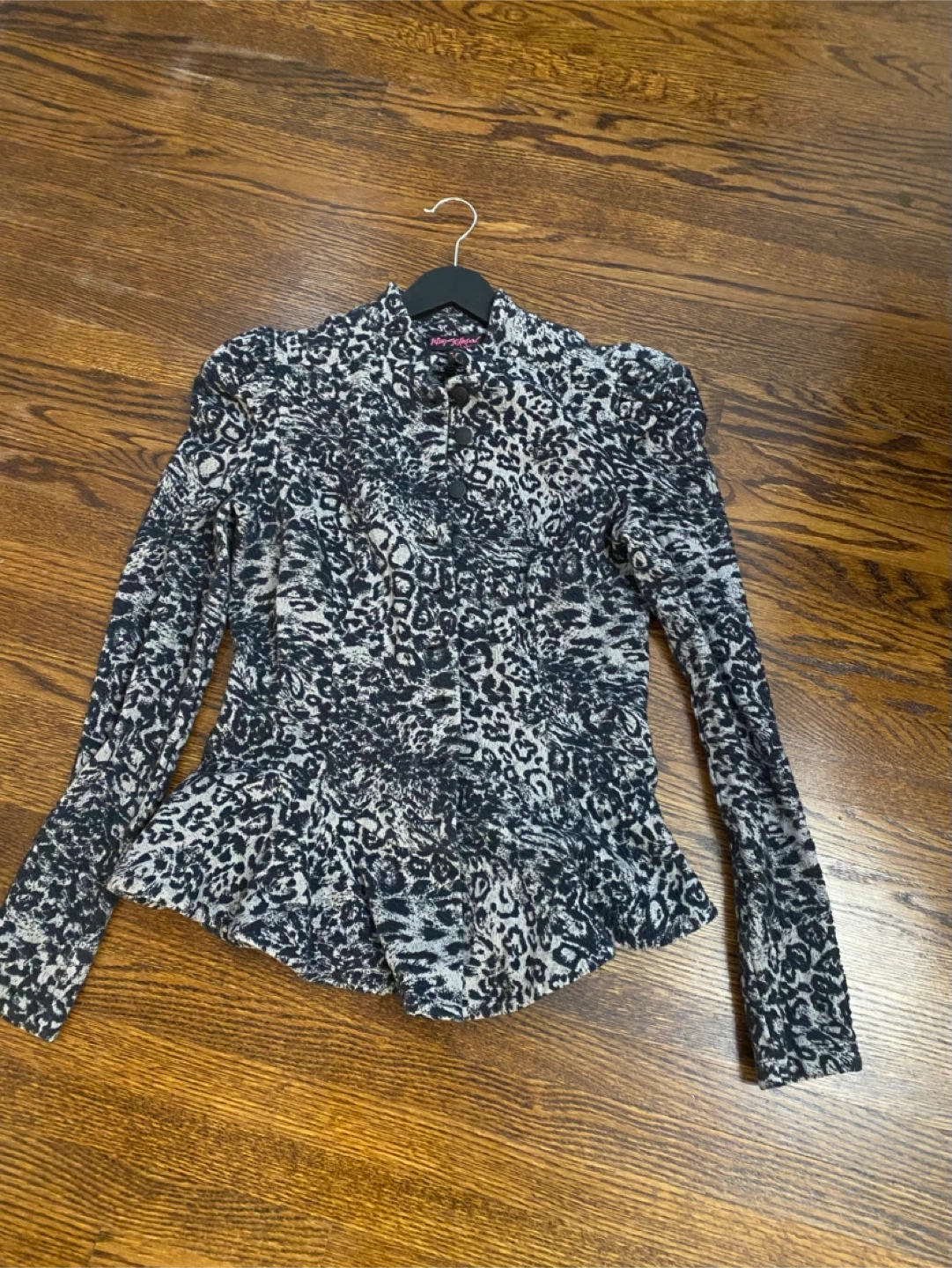 Betsey Johnson Leopard Print Peplum Jacket - Size L