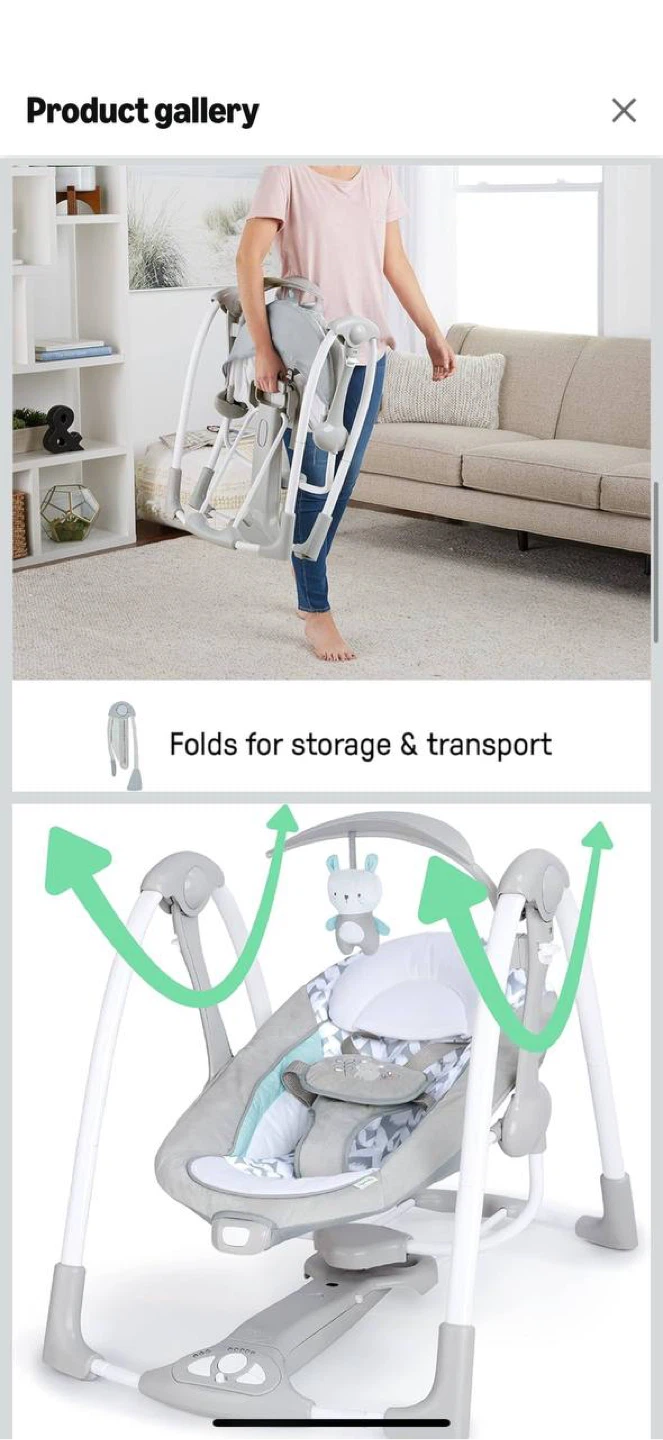Ingenuity ConvertMe 2-in-1 Compact Portable Baby Swing & Infant - photo 4