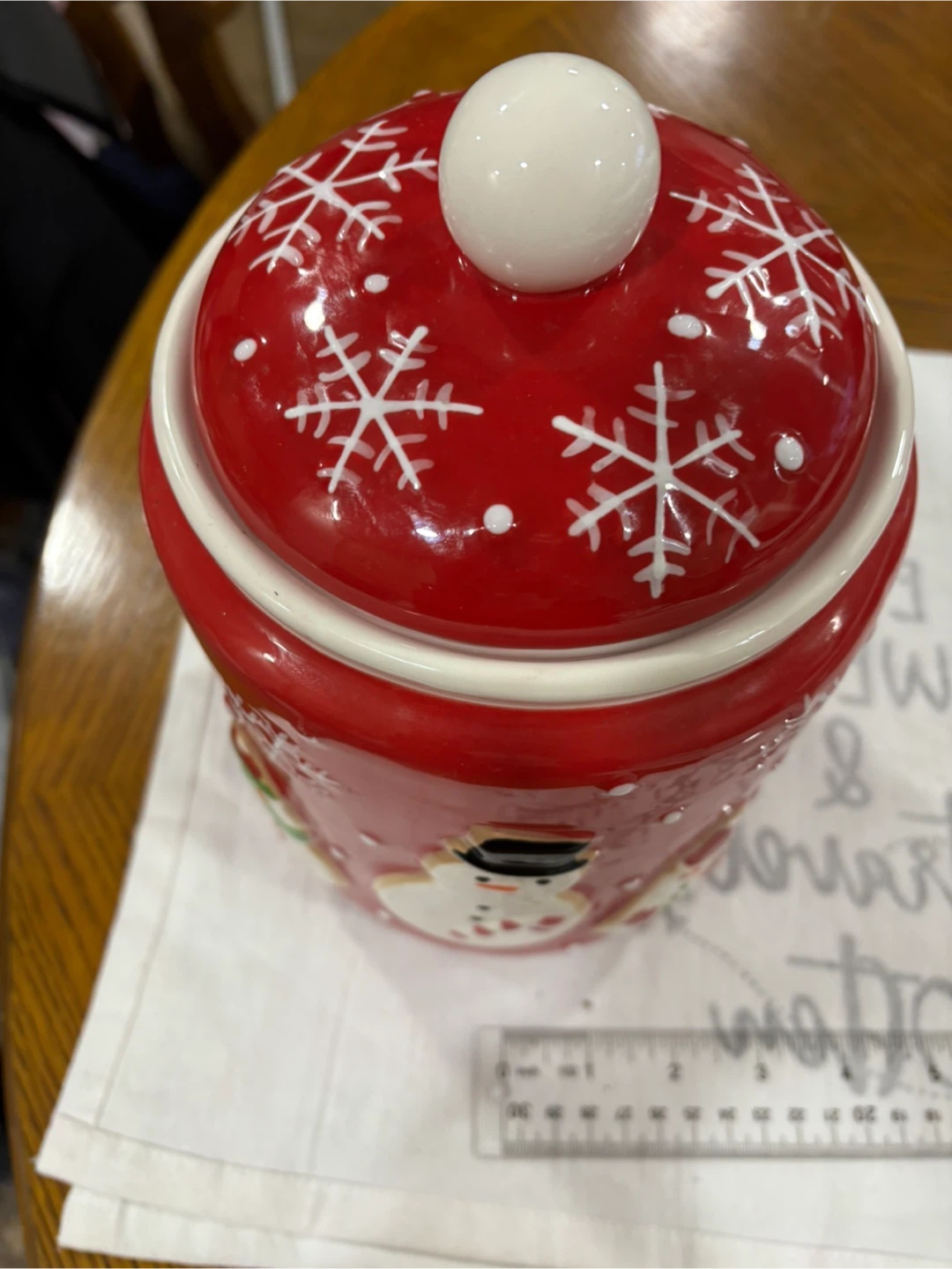 Hallmark Red Snowman Cookie Jar - photo 3