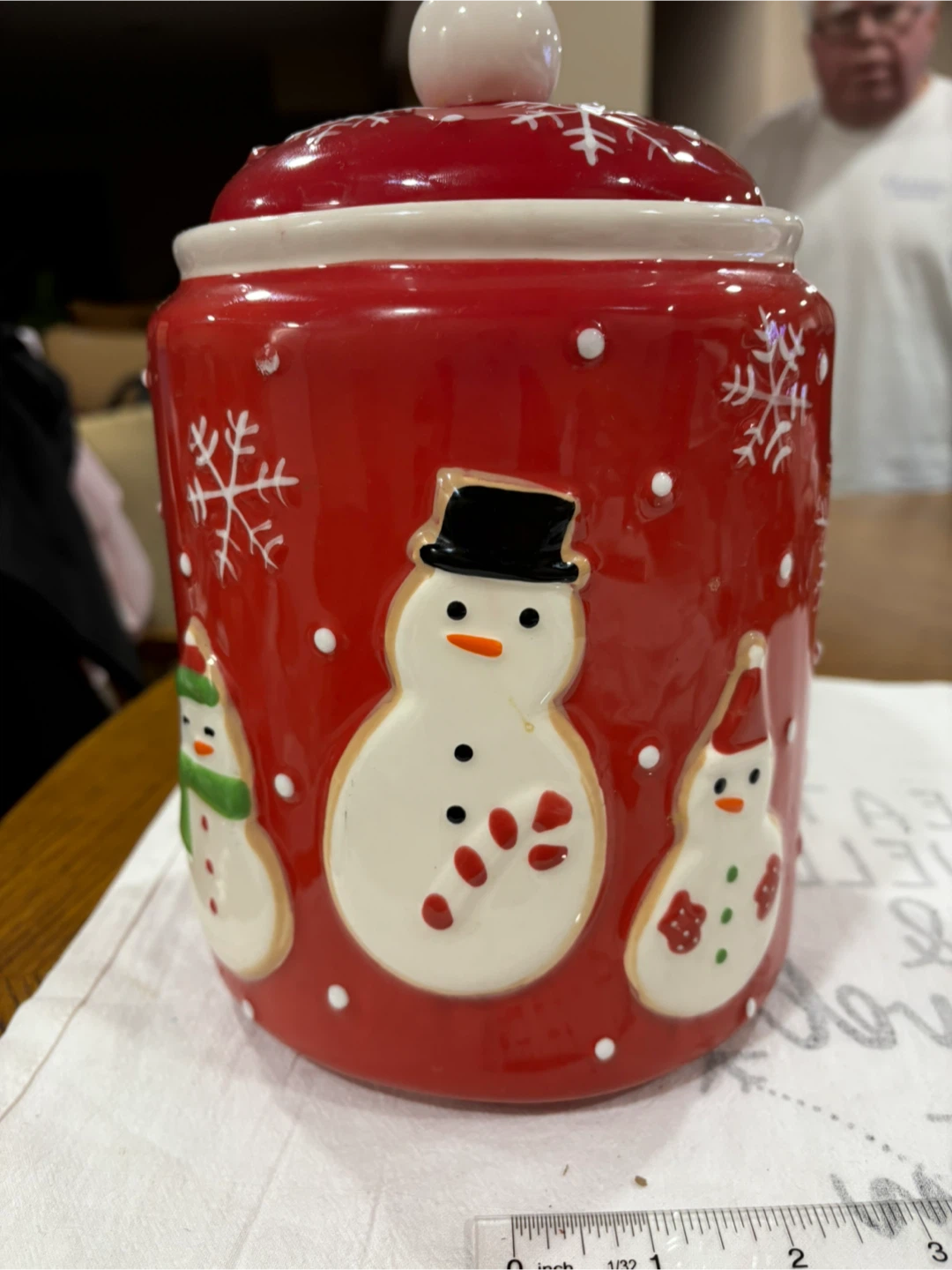Hallmark Red Snowman Cookie Jar - photo 2
