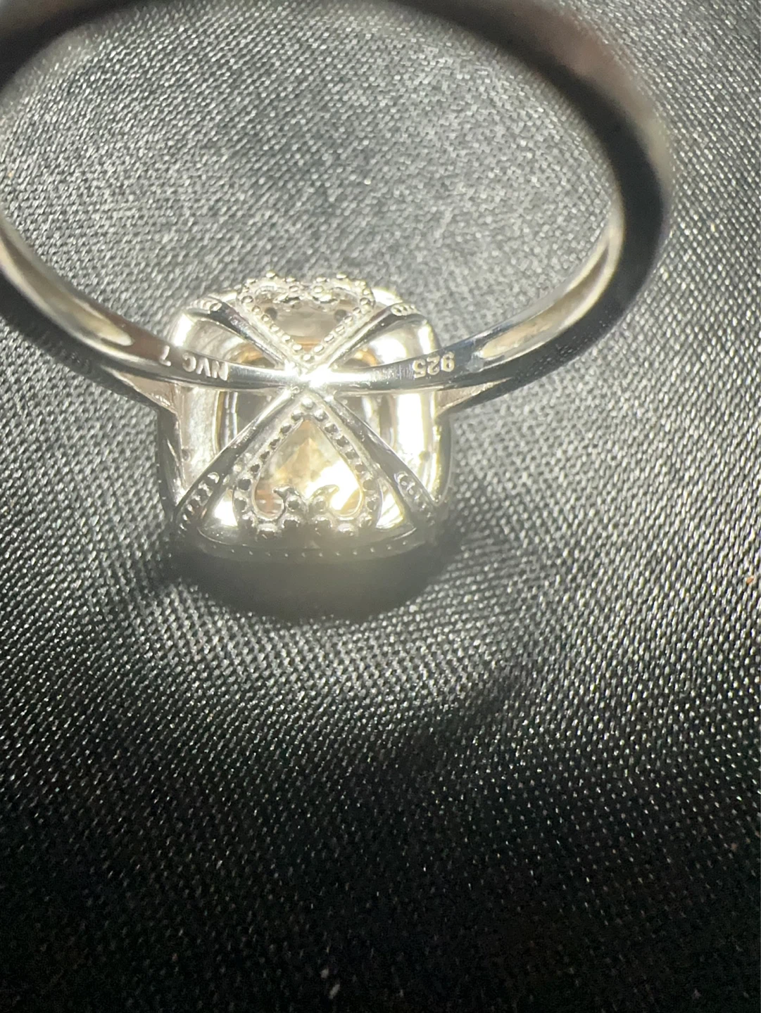 925 Silver Big Big Sparkling Yellow Cushion Cut Ring - photo 3