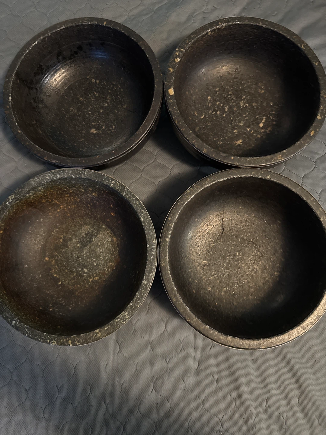 Set of Four Dark Korean bibimbap Stone Bowls - photo 2