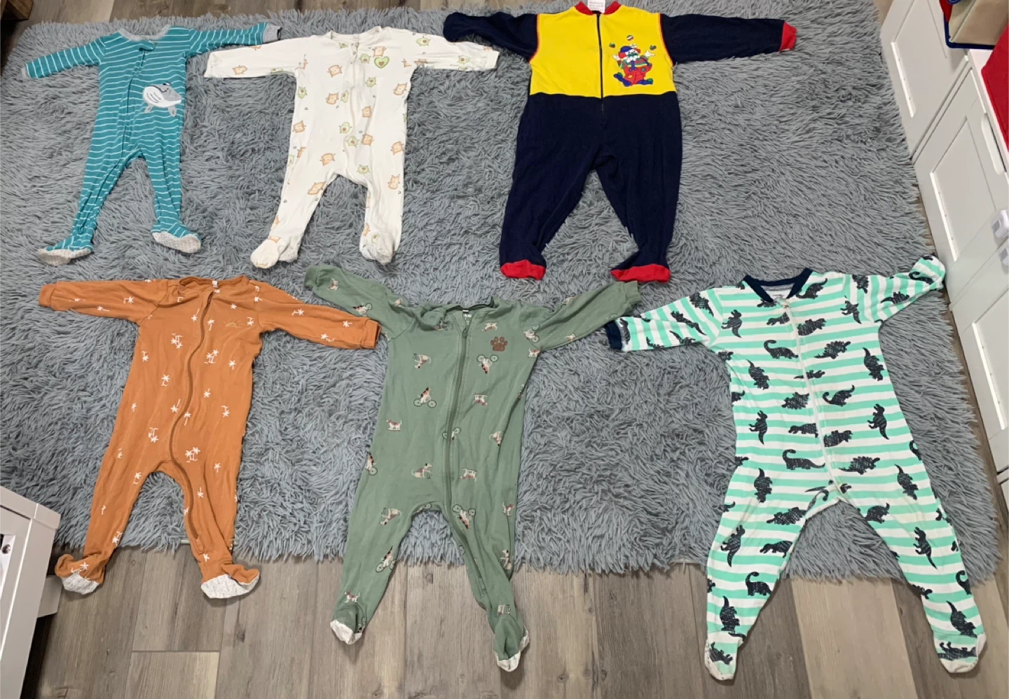 Baby Footed Pajamas Lot - Cotton & Polyester- 12 M