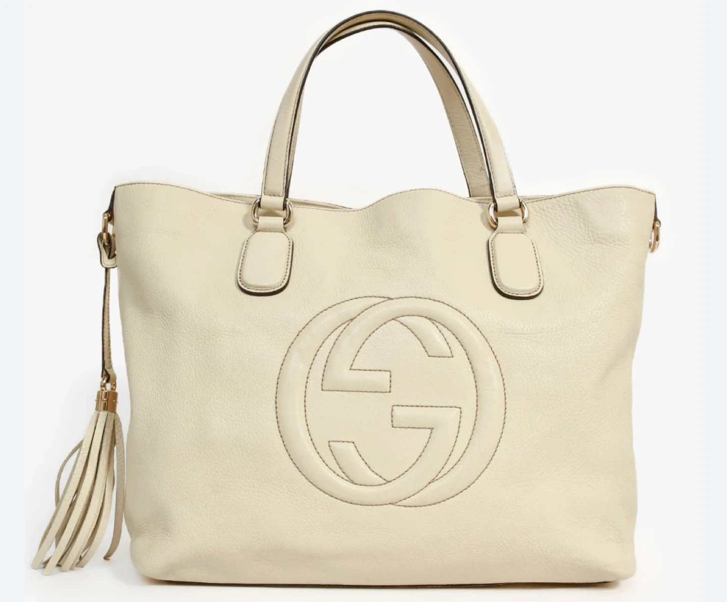 Authentic Gucci Cream Leather Tote Bag