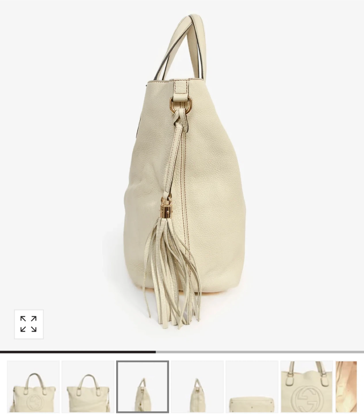 Authentic Gucci Cream Leather Tote Bag - photo 3