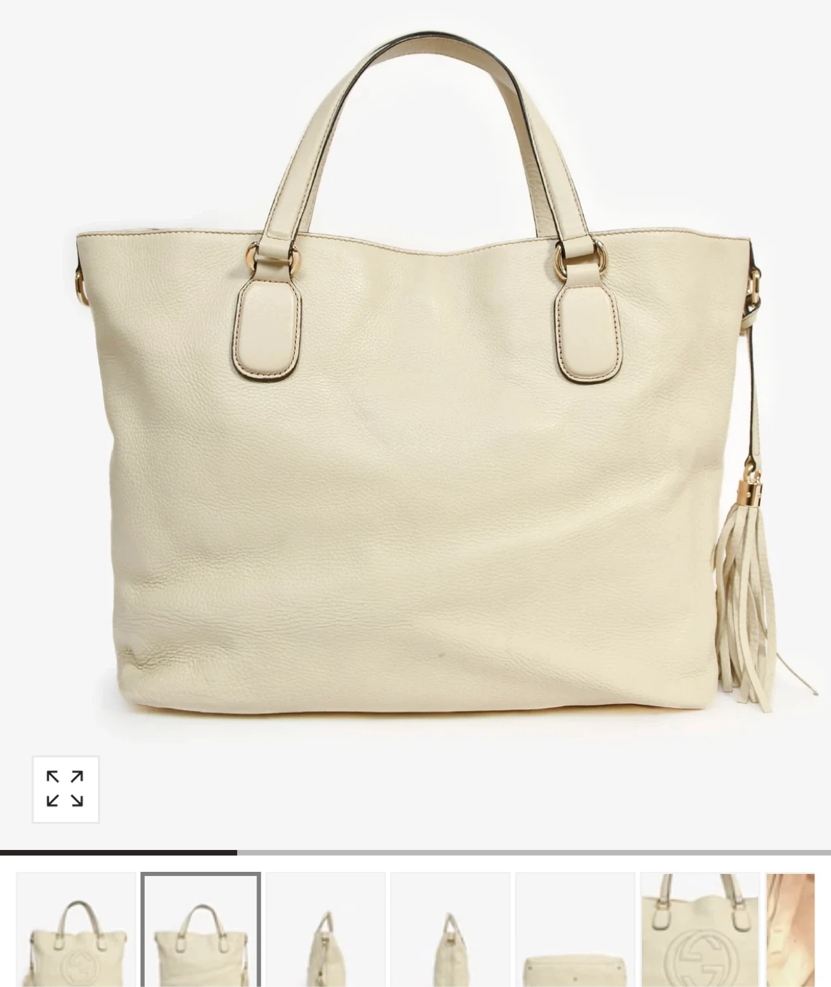 Authentic Gucci Cream Leather Tote Bag - photo 2