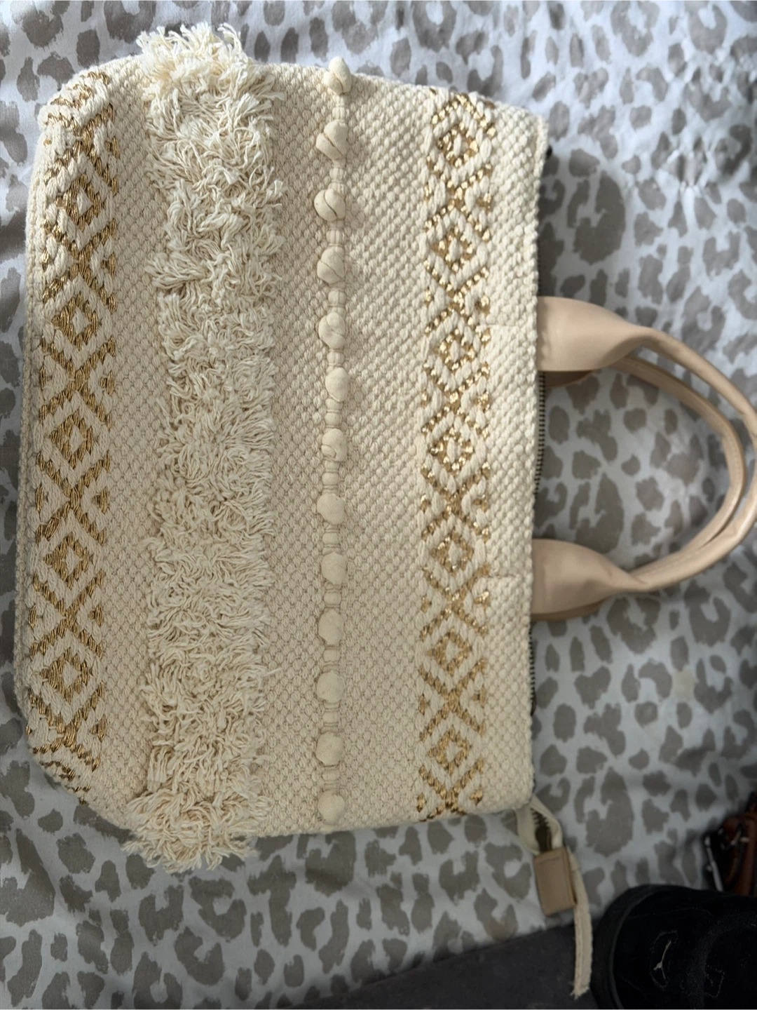 Boho Cream & Gold Tote Bag