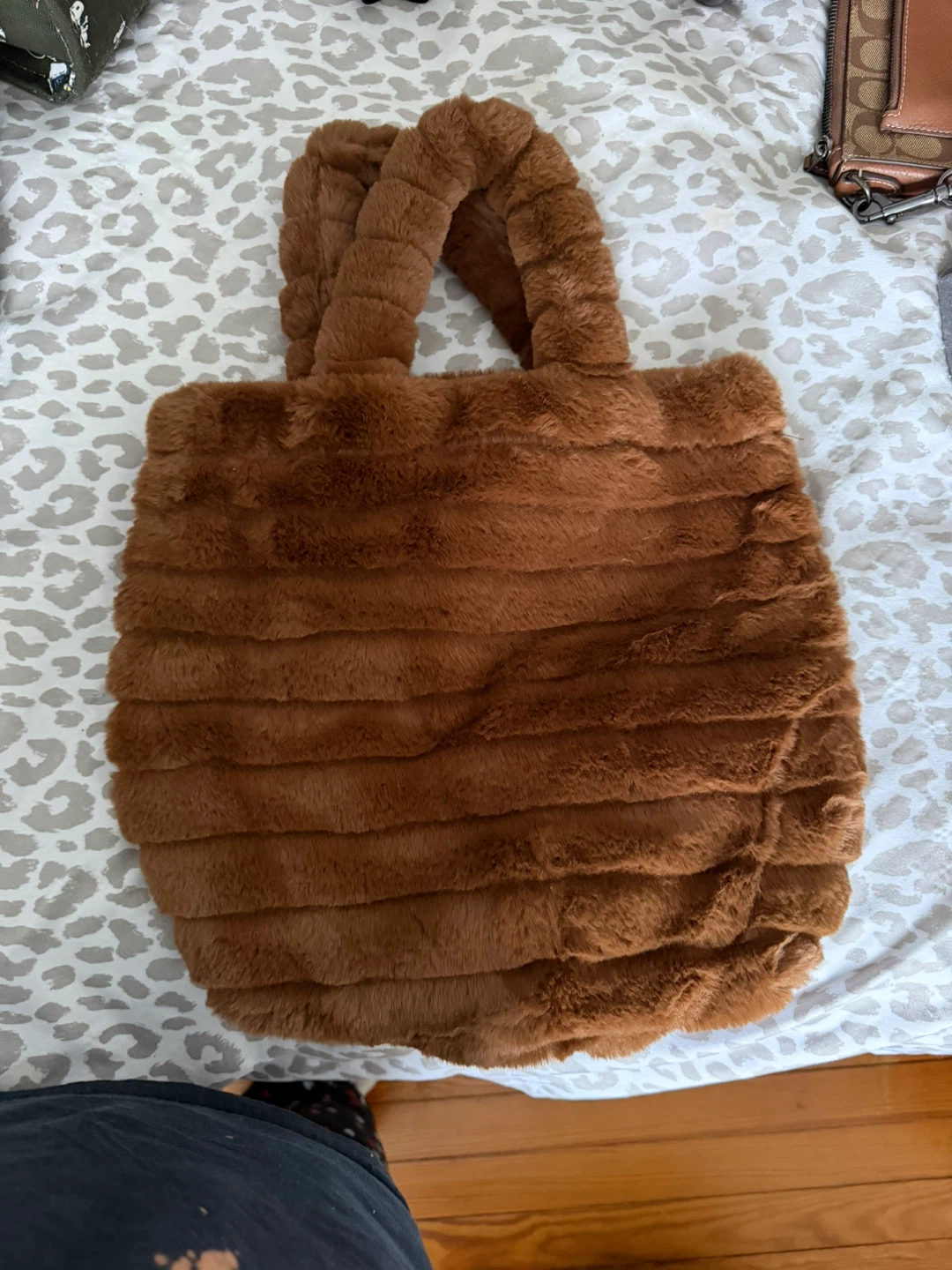 Fuzzy Brown Tote Bag