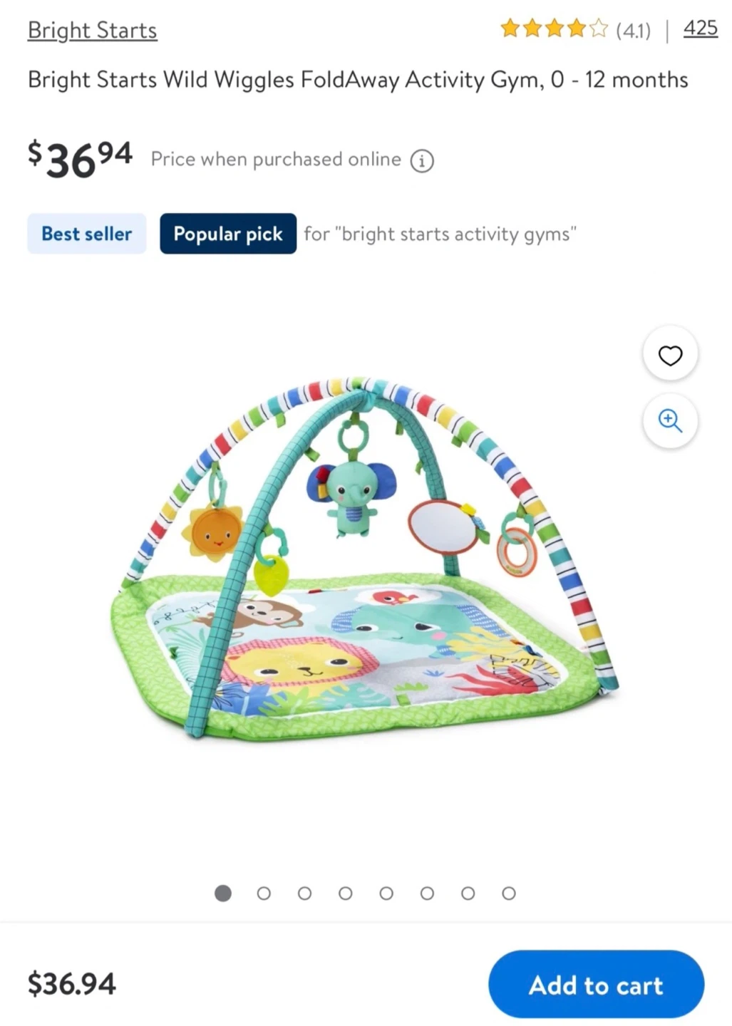 Bright Starts Wild Wiggles Activity Gym (0-12 months)