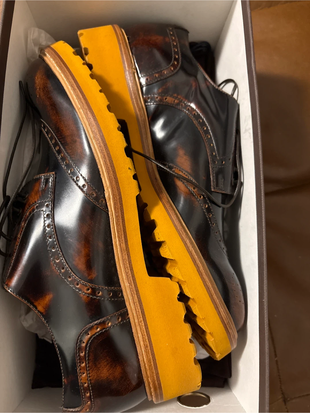 Carrelengo Brown Leather Wingtip Shoes - Size 39 - photo 2