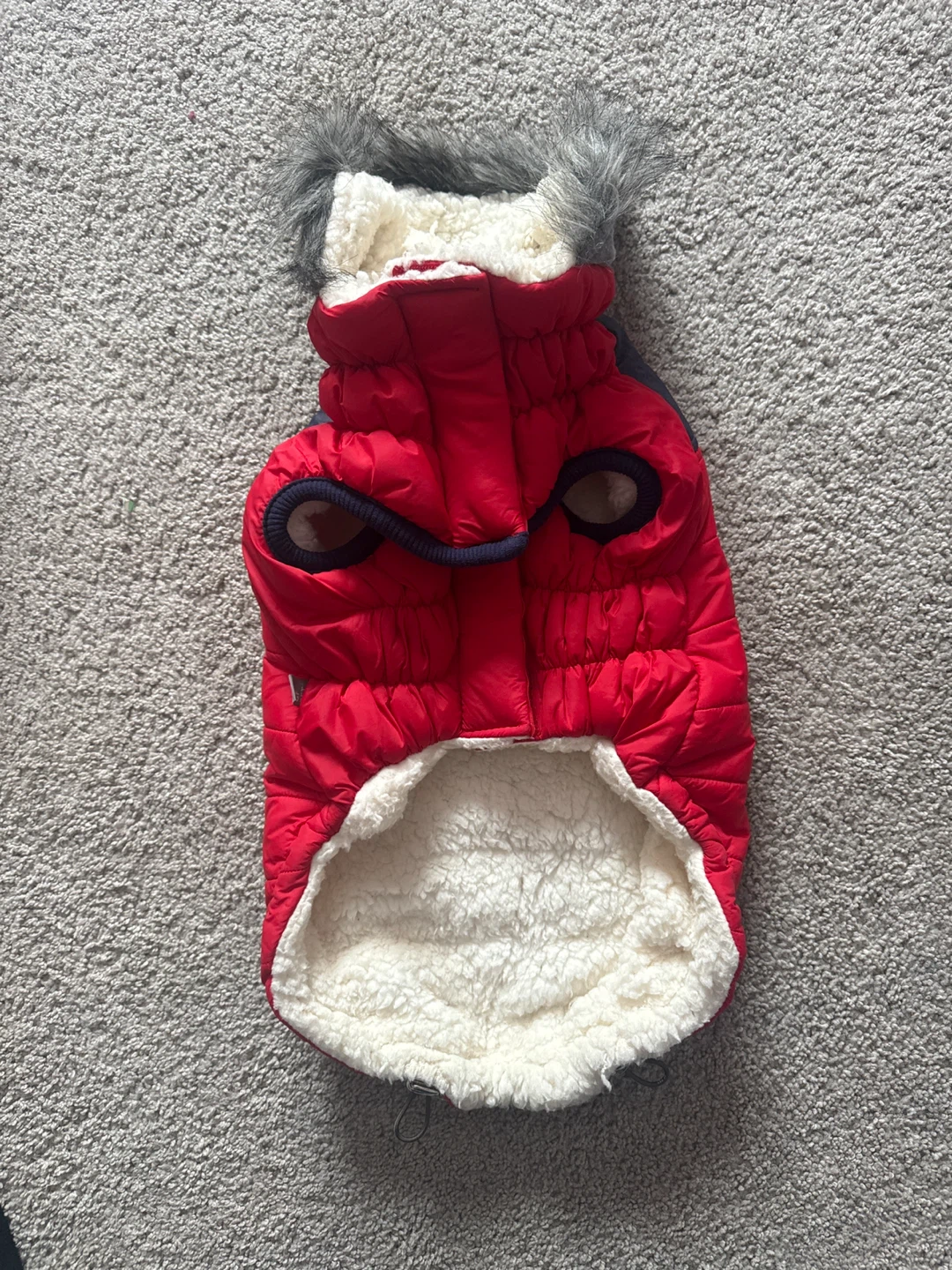 Dog Puffer Jacket - Red size small-medium