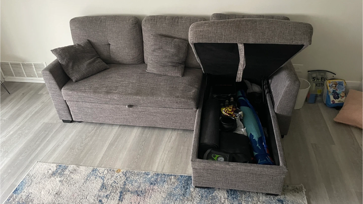 Gray Sectional Sofa with Storage - photo 5