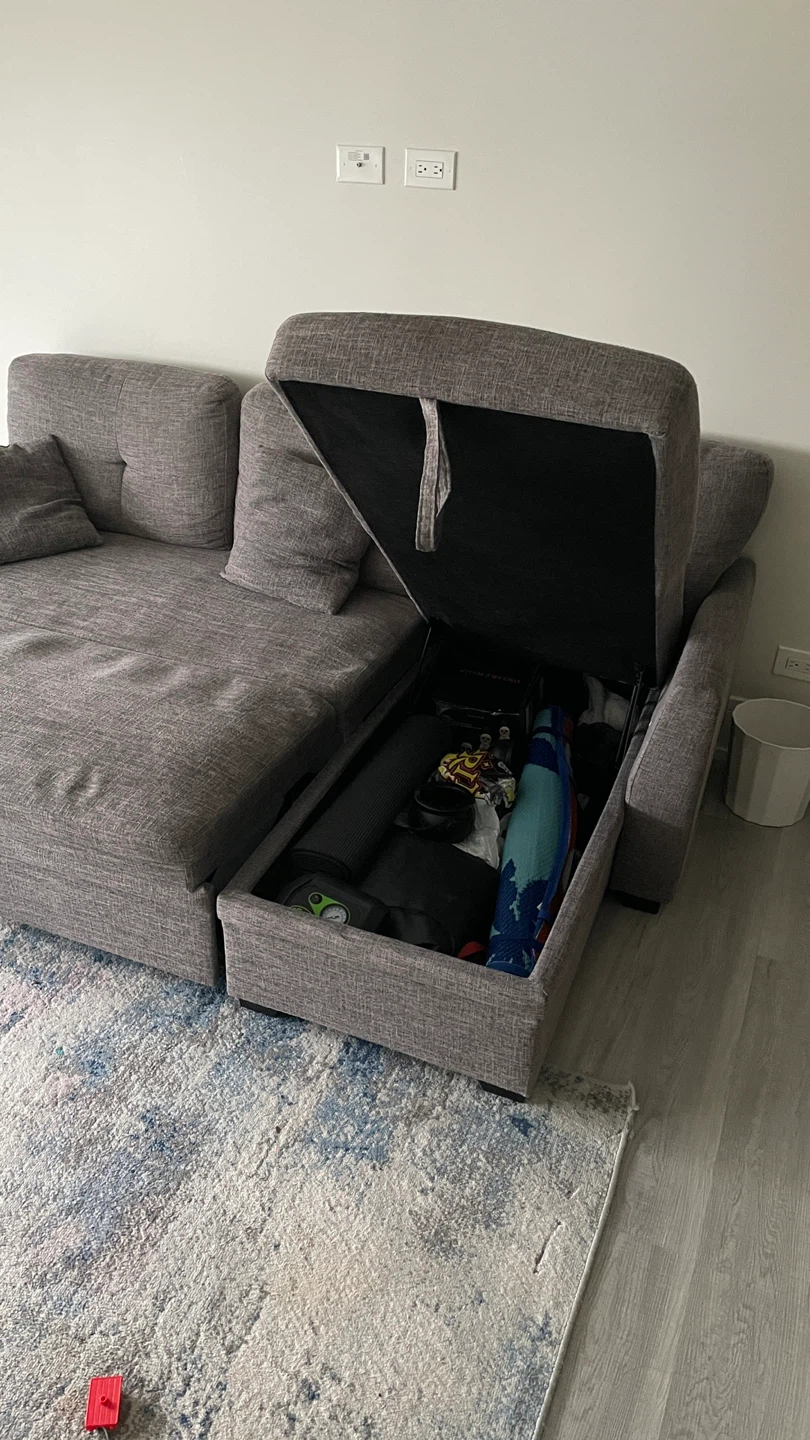 Gray Sectional Sofa with Storage - photo 3